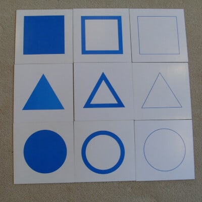 Flächenkarten zu den Grundformen Quadrat, Dreieck, Kreis